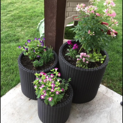 rattan indoor plant pots Resin Wicker Rattan Flower Pot Set for Outdoor or Indoor Plants – RattanYard Furniture