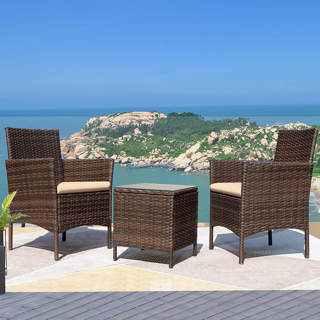 3 Pieces Patio Furniture Rattan Wicker Conversation Set – RattanYard ...