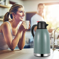 SSAWcasa Thermal Coffee Carafe 68oz Double Wall Vacuum Coffee Thermos Stainless Steel Insulated Airpot Thermal Pot Flask 12 Hour Heat Retention/24 Hour Cold Retention(Spotted Green)