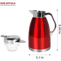 SSAWcasa 61oz Thermal Coffee Carafe Stainless Steel Vacuum Coffee Thermos Urn, Insulated Coffee Dispenser Coffee Flask Pot for Keeping 12 Hours Hot＆24 Hours Cold (Red)