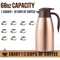 SSAWcasa Coffee Carafes 68oz Stainless Steel Insulated Coffee Dispenser, 12 Hours Hot＆24 Hours Cold (Gold)