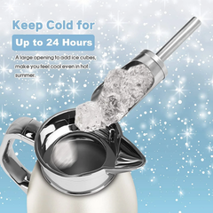 SSAWcasa Coffee Carafe 61oz Insulated Vacuum Coffee Thermos Urn Stainless Steel Thermal Flask Pot Coffee Dispenser Keep 12 Hours Hot＆24 Hours Cold (Light Blue)