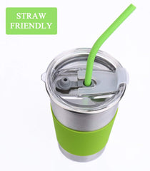 6 Pack 16 oz Kids Cups with Straws and Lids Spill-proof Stainless Steel Drinking Water Tumblers with Anti-slip Sleeves for Children Toddlers Adults