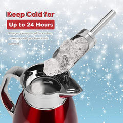SSAWcasa 61oz Thermal Coffee Carafe Stainless Steel Vacuum Coffee Thermos Urn, Insulated Coffee Dispenser Coffee Flask Pot for Keeping 12 Hours Hot＆24 Hours Cold (Red)
