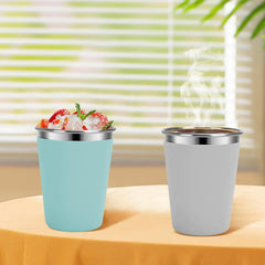 Flantor Kids Cups with Straws and Lids 4 Pack, 12 oz Spill-Proof Stainless Steel Drinking Water Tumblers with Anti-Slip Sleeves for Hot or Cold Drinks