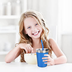 SSAWcasa 6Pcs 12oz Kids Cups with Silicone Straws and Lids - Spill Proof Kids Sippy Cups Stainless Steel Kids Tumblers for Cold & Hot Drinks for Children and Adult