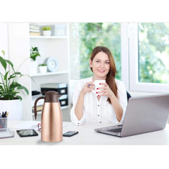 SSAWcasa Coffee Carafes 68oz Stainless Steel Insulated Coffee Dispenser, 12 Hours Hot＆24 Hours Cold (Gold)