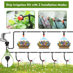 SSAWcasa Drip Irrigation Kit, 50ft with 1/4" Irrigation Tubing DIY