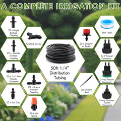 SSAWcasa Drip Irrigation Kit, 50ft with 1/4" Irrigation Tubing DIY