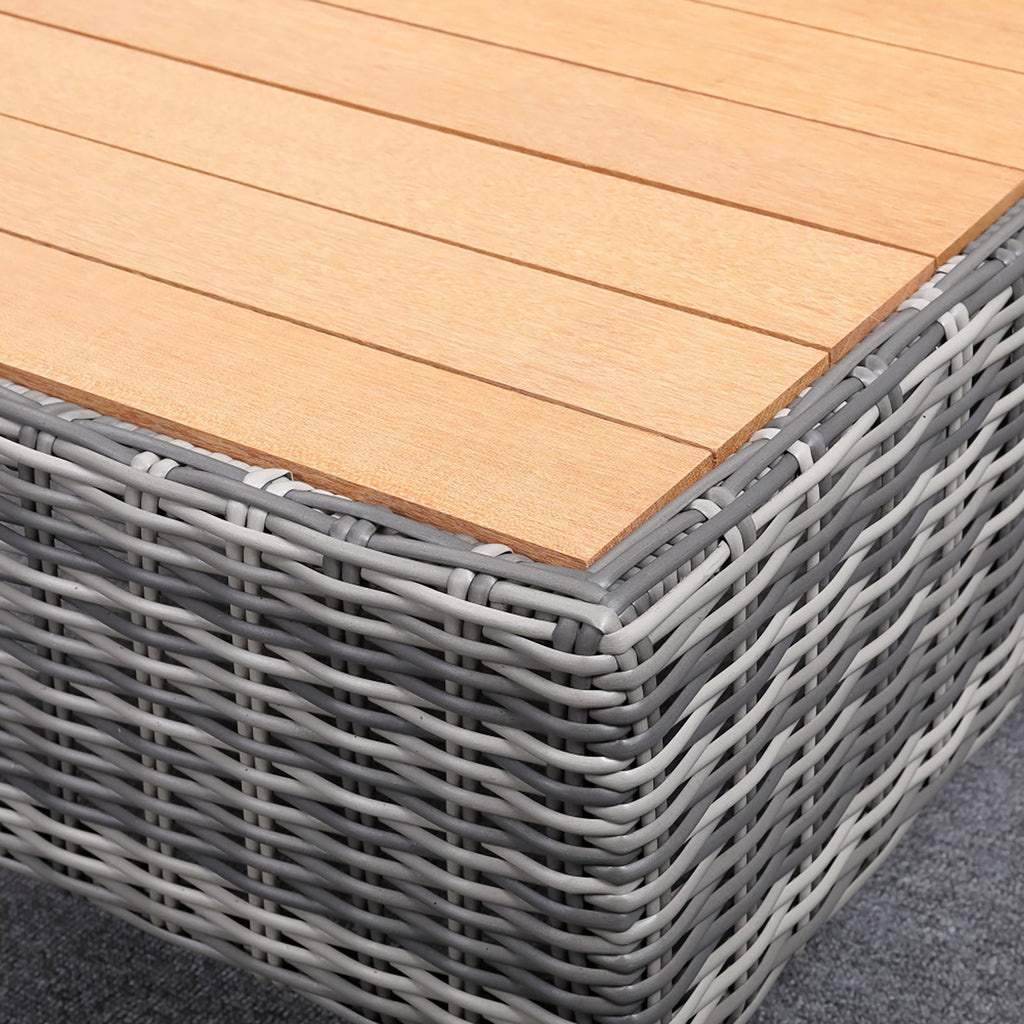 Grey Wicker Outdoor Sofa with Small Table - 6 Seat – RattanYard Furniture