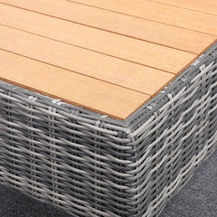 Grey Wicker Outdoor Sofa with Small Table - 5 Seat