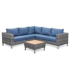 Grey Wicker Outdoor Sofa with Small Table - 5 Seat