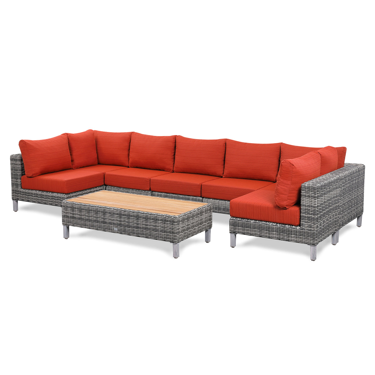 Grey Wicker Outdoor Sofa with big Table - 7 Seat