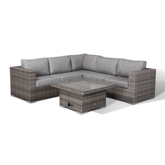 Phoenix Rattan Garden Furniture Sofa Set with Square Rising Table-Aluminum Frame 4 Pieces