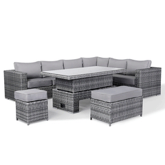 Barcelona Rattan Outdoor Garden Furniture - Aluminum Frame 7 Pieces Sofa Set ..Delivery in 3-7 working days