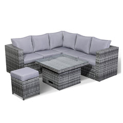 4 Pieces Orlando Range Modular Outdoor Sectional Wicker Patio Furniture with Rising Table and Cushions