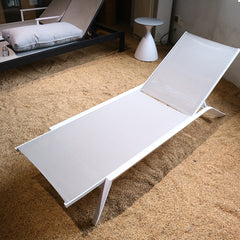 Paris Aluminum Adjustable Chaise Lounge Chair in White